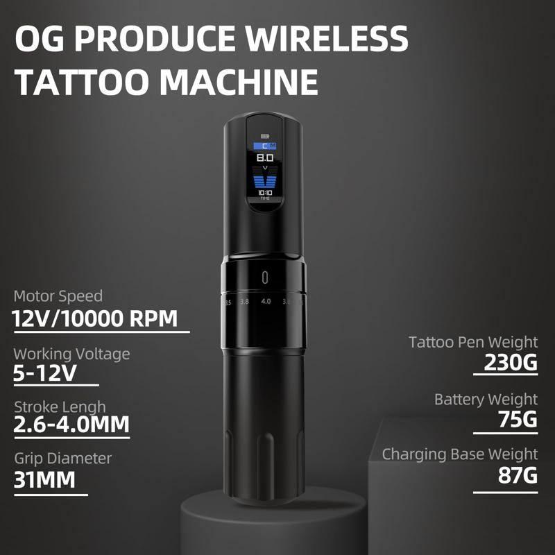 OG PRODUCE DARK KNIGHT Adjustable Stroke Wireless Tattoo Pen with 2000mAh