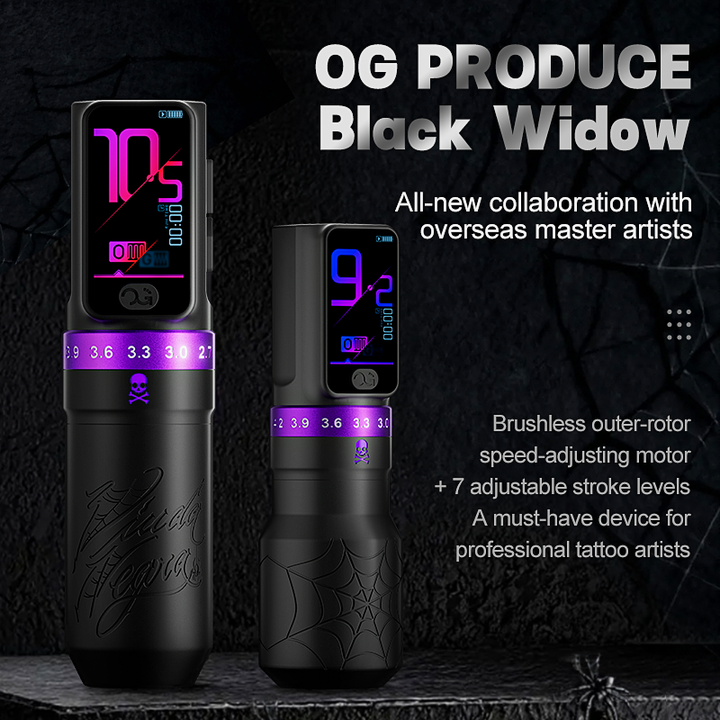 Black Widow Adjustable Stroke Wireless Tattoo Pen