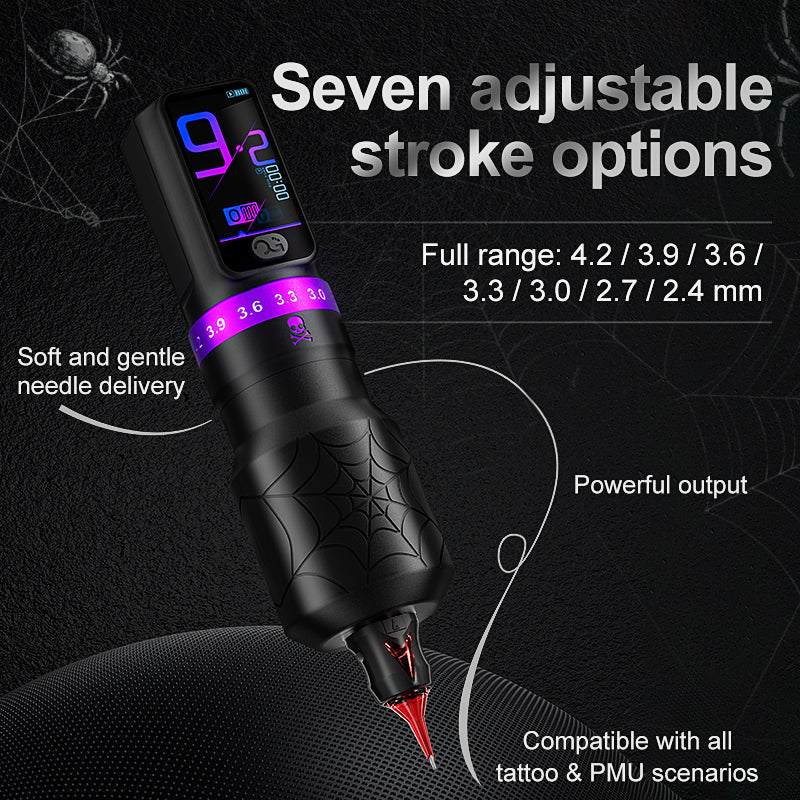 Black Widow Adjustable Stroke Wireless Tattoo Pen
