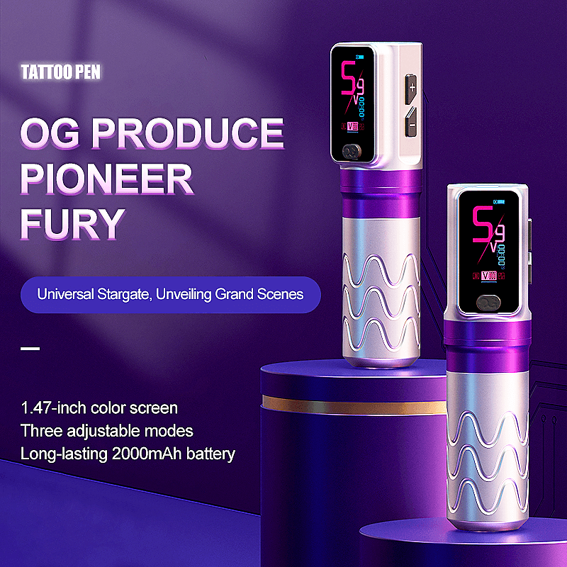 PIONEER-FURY 1.47-inch Color Screen Wireless Tattoo Pen