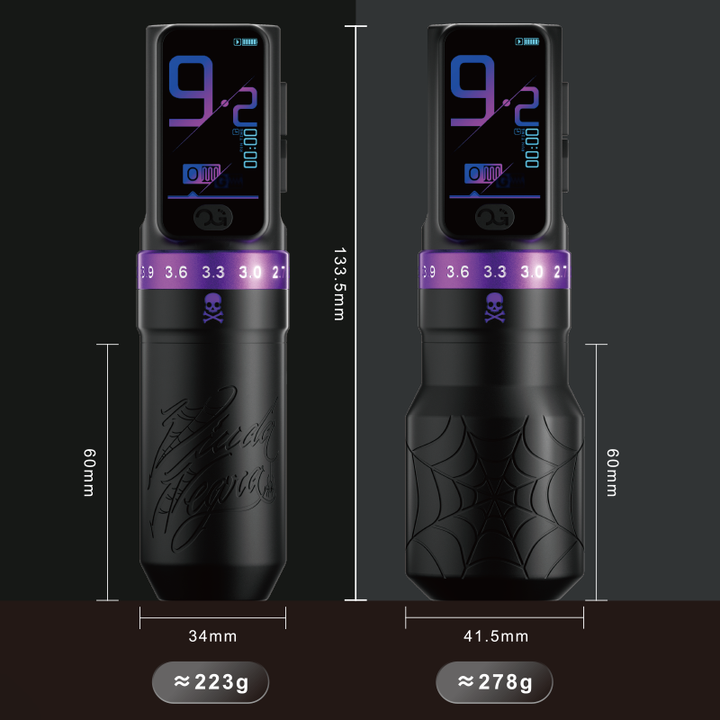 Black Widow Adjustable Stroke Wireless Tattoo Pen