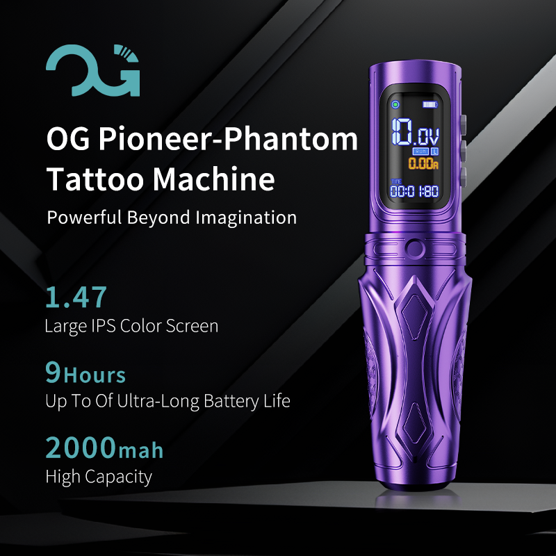 Lápiz para tatuajes inalámbrico con pantalla a color IPS de 1,47 pulgadas PIONEER-PHANTOM