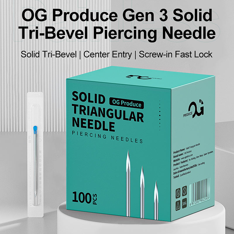 Solid Triangular Piercing Needle 100 Pcs for professional tattoo cartridge needle setup