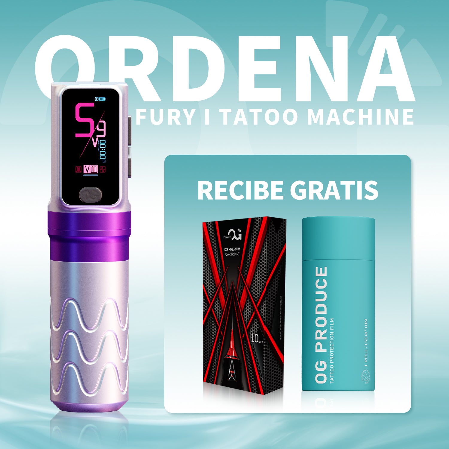 PIONEER-FURY Bolígrafo de tatuaje inalámbrico con pantalla a color de 1,47 pulgadas