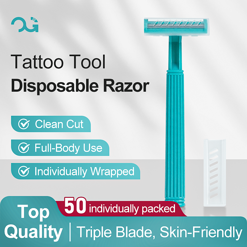 Disposable Tattoo Razor Triple-Blade Design 50pcs - OG PRODUCE