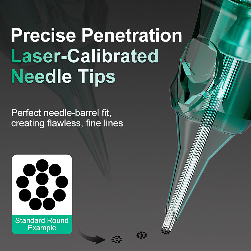 OG Green Knight Hollow Round Liner (HRL) Tattoo Needle Cartridges 20pcs - OG PRODUCE