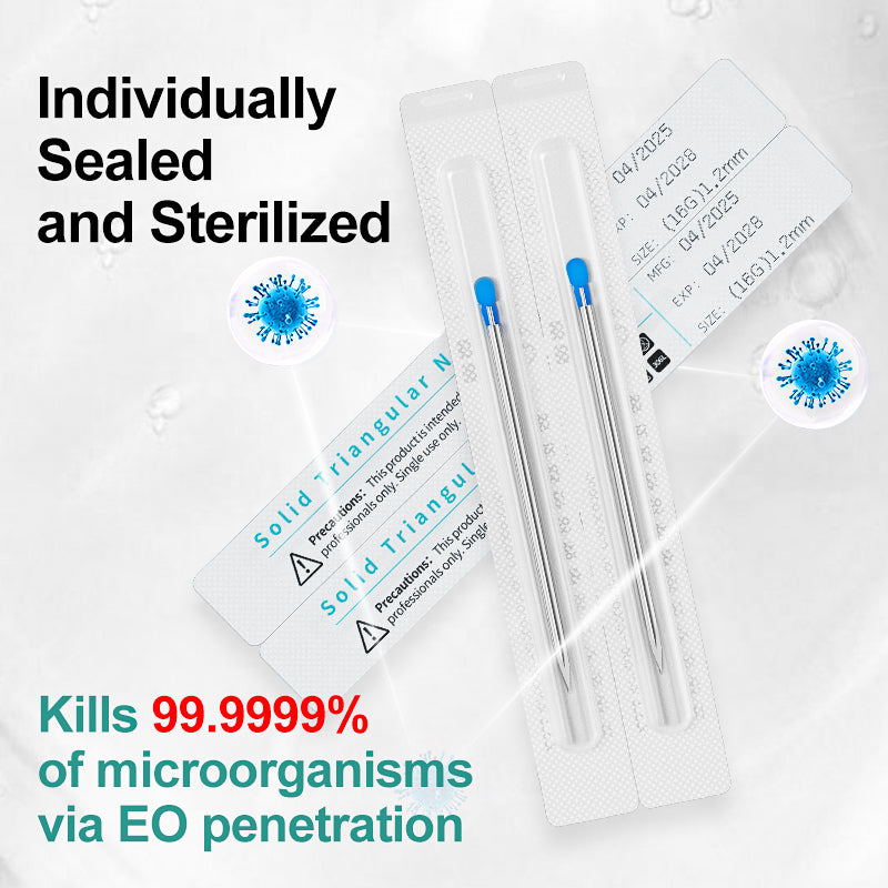 Solid Triangular Piercing Needle 100 Pcs for professional tattoo cartridge needle setup
